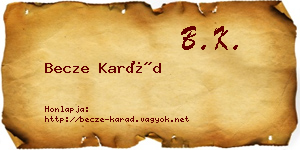 Becze Karád névjegykártya